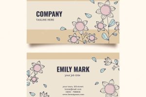 Botanical engraving business cards template
