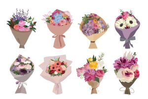 Bouquet of flowers, floral bouquet design. vector illustration.
