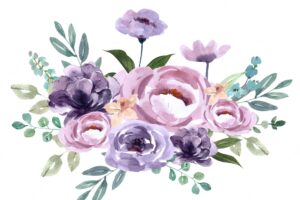 Bouquet for unique cover decoration, exotic purple flowers