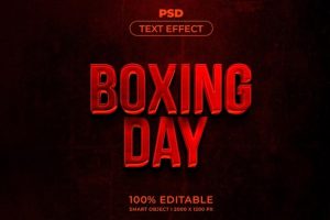 Boxing day 3d editable text effect style with background