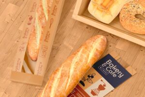 Bread paper bags with window mockup