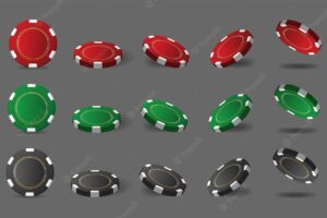 Bright multi-colored casino chips for poker or roulette. elements for logo, website, banner, flyer or background design. vector illustration.