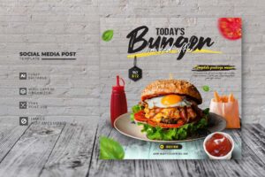 Burger promotion sale template for social media post