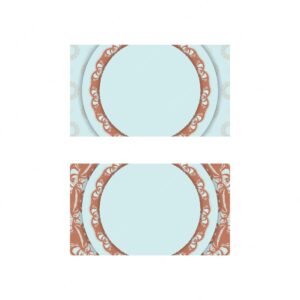 Business card in aquamarine color with vintage coral ornament for your brand