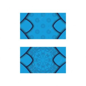 Business card in blue with a vintage pattern for your contacts.