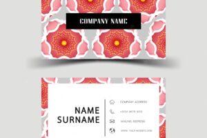 Business card design on the gray background. with inspiration from flower.
