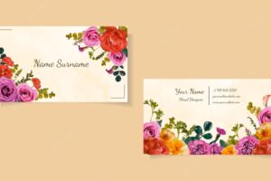 Business card floral design creative modern simple flower template