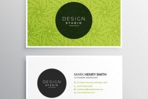 Business card template in green color