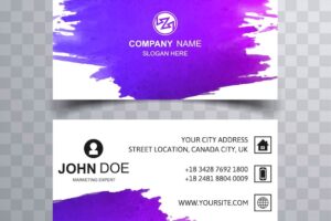Business card template in purple paint style