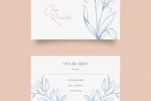 Business card template in realistic floral style