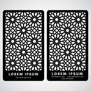 Business card template with a cut out, oriental style.