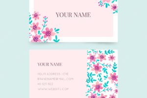 Business card template with flowers