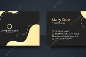 Business card template with gold and black floral background. stylish golden premium luxury business card template design