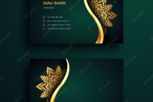 Business card template with luxury mandala arabesque background