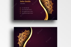 Business card template with luxury mandala arabesque background