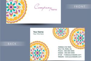 Business card with decorative flower in geometric style