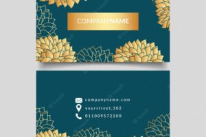 Business card with golden flowers