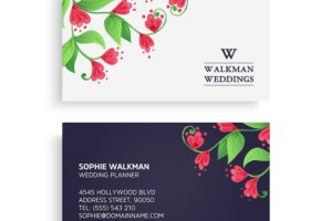 Business card with hand drawn flower