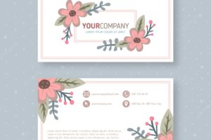 Business card with hand drawn flowers