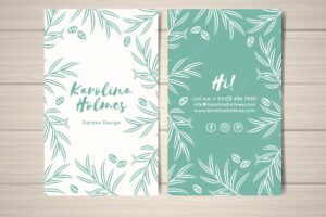 Business card with leaves