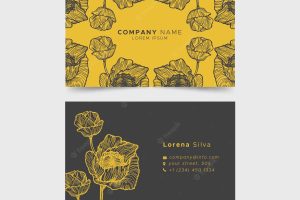 Business card with sketches of flowers