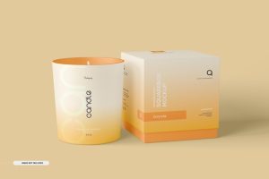 Candle cup packaging mockup with box
