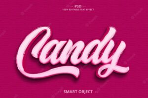 Candy 3d text effect design psd file