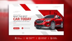 Car rental sell promotion web banner social media template in modern background template