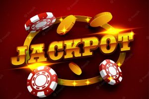 Casino background with golden jackpot text design.