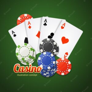 Casino concept with inscription on green. vector illustration