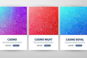 Casino flyer concepts. vector illustration of outline web banner design.