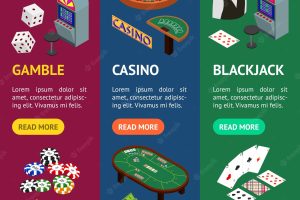 Casino and gambling game banner vecrtical set isometric view vector