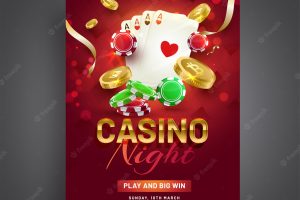 Casino night celebration template design with casino elements on