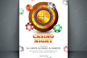 Casino night celebration template or flyer design with roulette