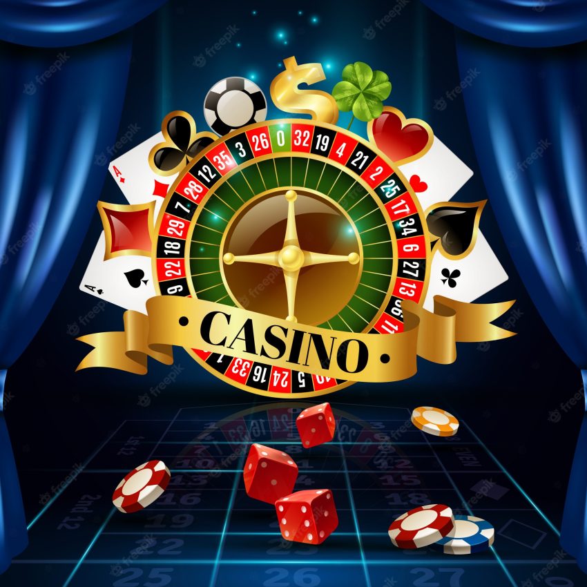 Casino night games symbols composition poster