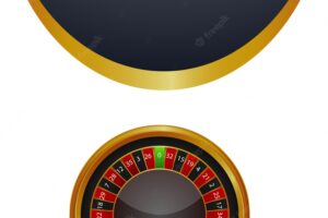 Casino online gambling game flyer with roulette wheel and dice