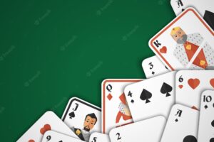 Casino poker hazard risk games playing cards background vector illustration