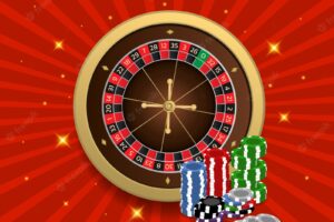 Casino tournament roulette and chips banner can be used as a flyer poster or advertisement