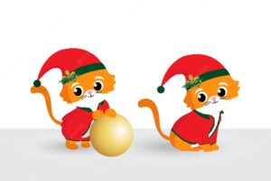 Cat illustration design in christmas and new year celebration