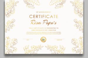 Certificate template white flower luxury modern
