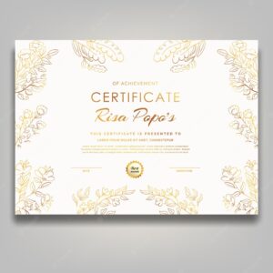 Certificate template white flower luxury modern