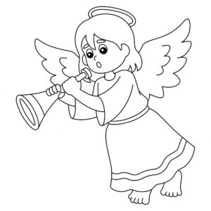 Christmas angel isolated coloring page for kids