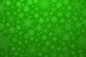 Christmas background of various complex big and small snowflakes in green colors