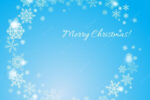 Christmas background with circle of snowflakes in blue colors