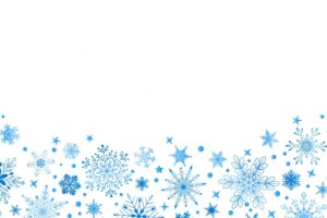 Christmas background with various complex big and small snowflakes light blue on white