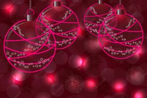 Christmas balls on abstract purple background