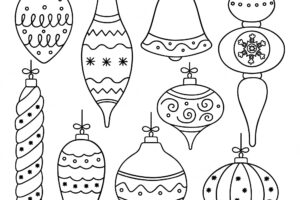 Christmas balls doodle set new year decoration in sketch style