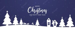 Christmas banner with landscape silhouette design