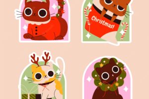 Christmas cats sticker set