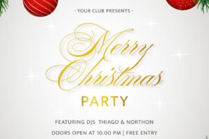 Christmas party poster with realistic decoration